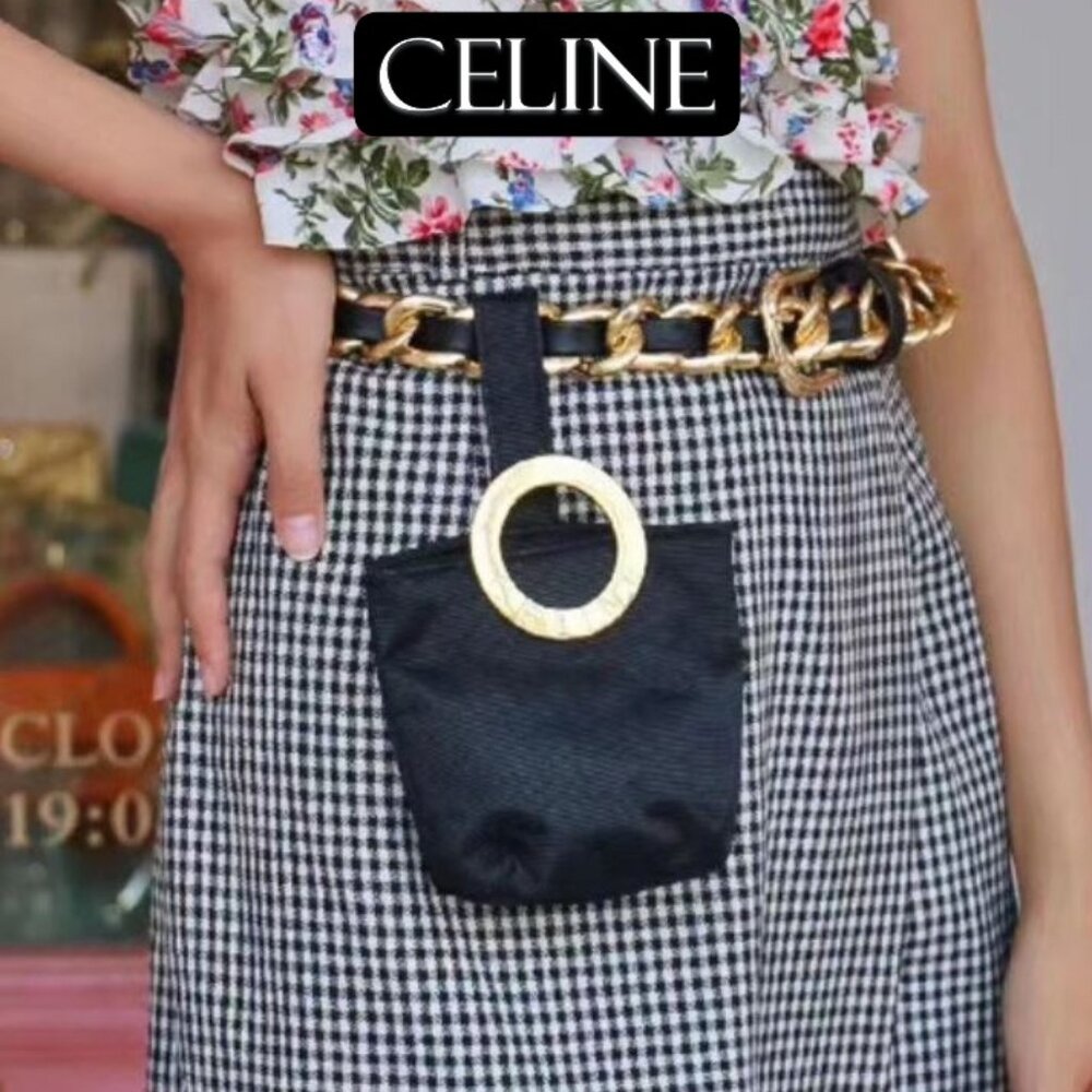 Authentic Celine Triumph Arc Pouch – Black with Gold Hardware, Exquisite Lux